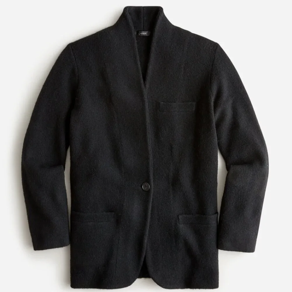 NWT J. Crew Cocoon Alpaca Blend Black Longline Minimalist sweater-blazer Size L